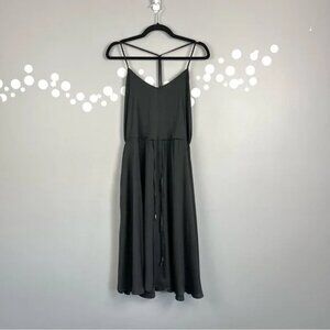 Banana Republic Black T-Back Spaghetti Strap Dress Drawstring Waist Size 4P